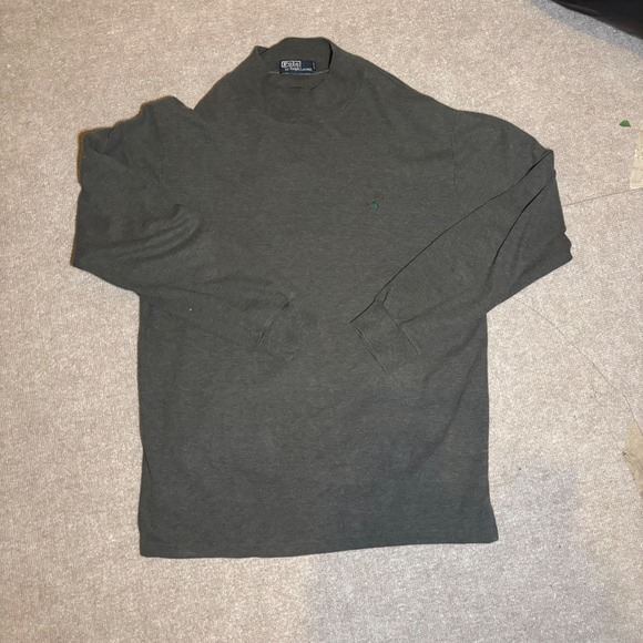 Polo Ralph Lauren Other - Polo Ralph Lauren Mens Mock Neck Long Sleeve Shirt Gray Cotton Pony Logo Large